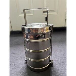 555 Stainless Steel Traditional Indian Tiffin Carrier Lunch Boxes 4 Containers
